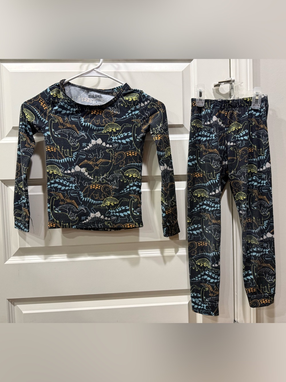 Kids Mick Mack Dinosaur Print Long Sleeve Pajama Set - Black Multicolor Size 6